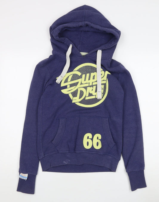 Womens UK S Regular Superdry Blue Pullover Hoodie