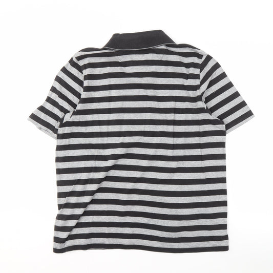 Jaeger Men's Black Striped Polo, Size L