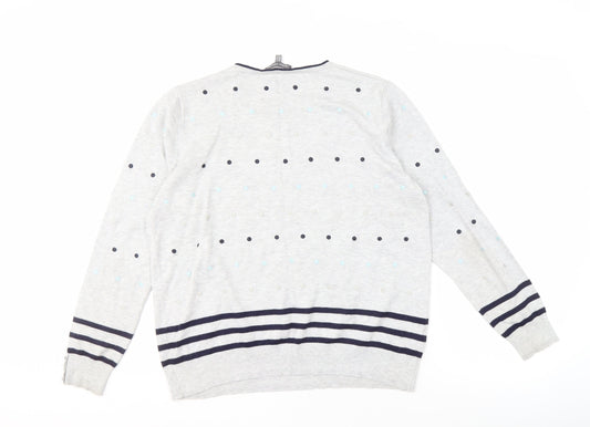 Laura Ashley Women's Grey Polka Dot Pullover Jumper, Size 18