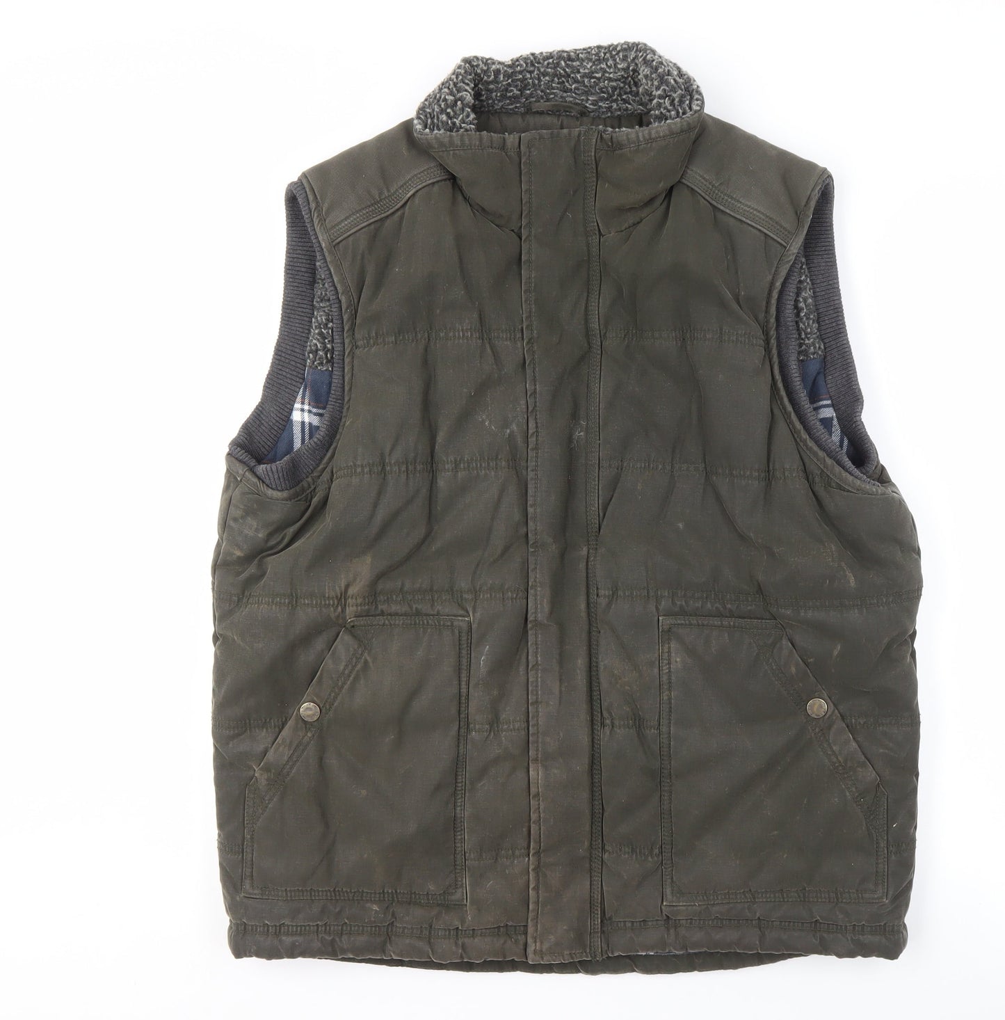 FatFace Men's Khaki Puffer Vest L Size, Lined, Casual