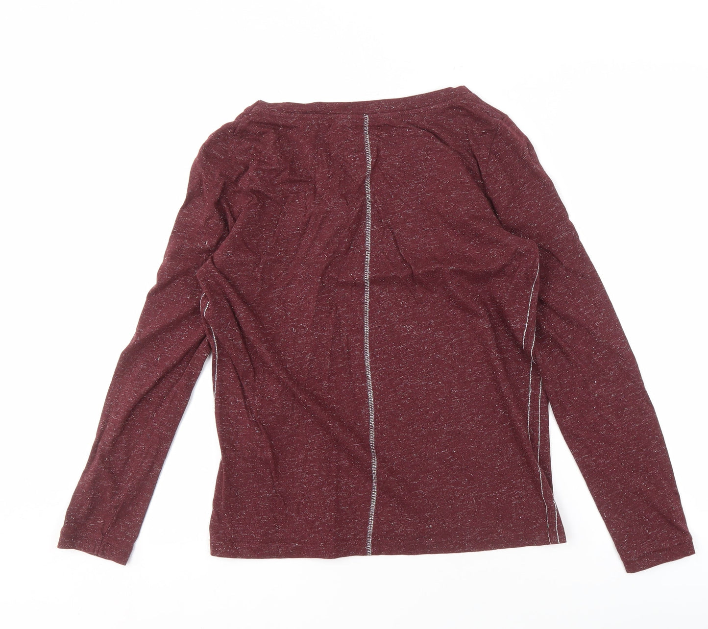 White Stuff Womens Red V-Neck Long Sleeve T-Shirt Cotton