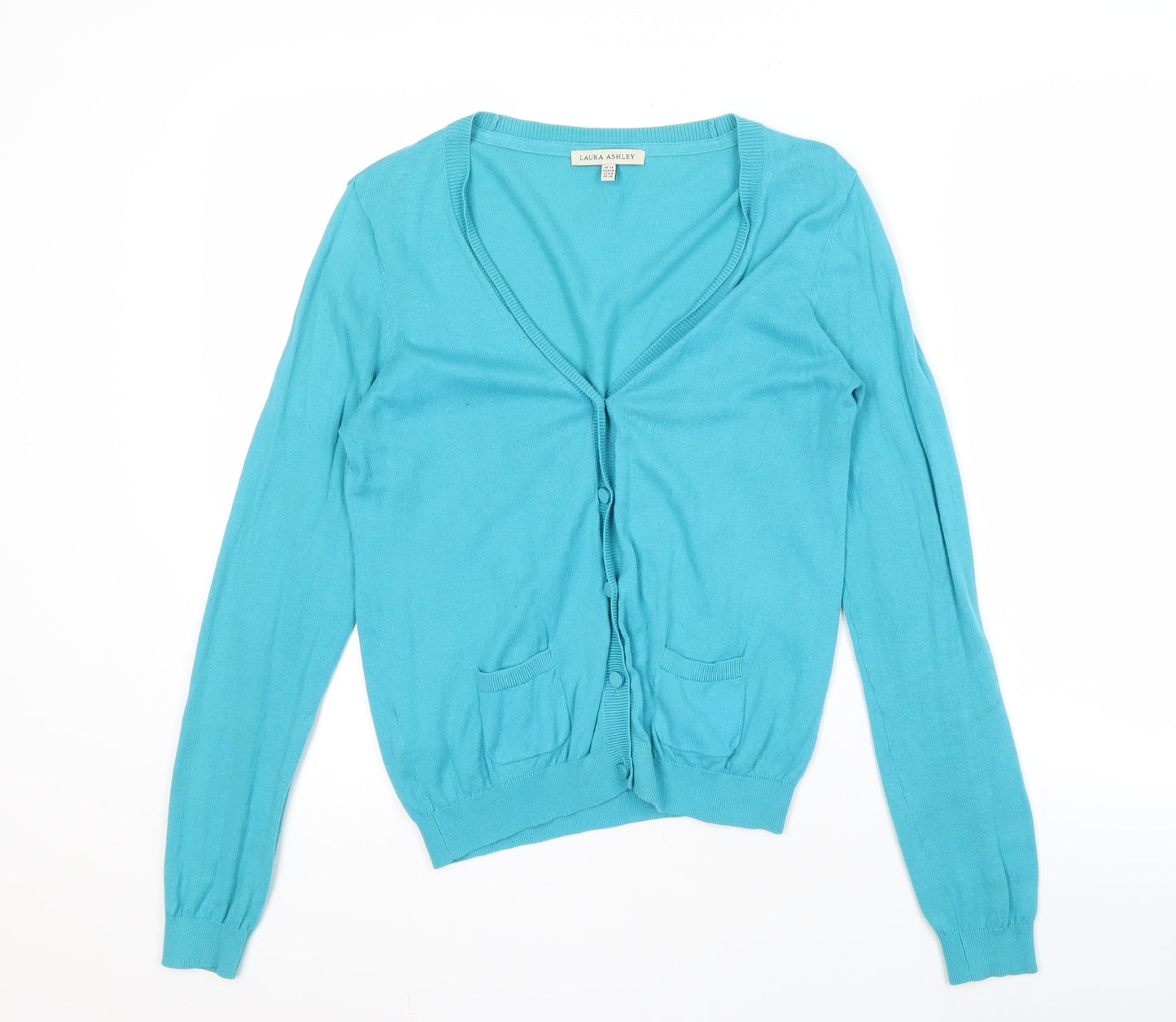Laura Ashley Women's Blue Cardigan UK 12 V-Neck Casual