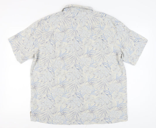 Island Republic Men's Blue XL Silk Floral Short Sleeve Shirt