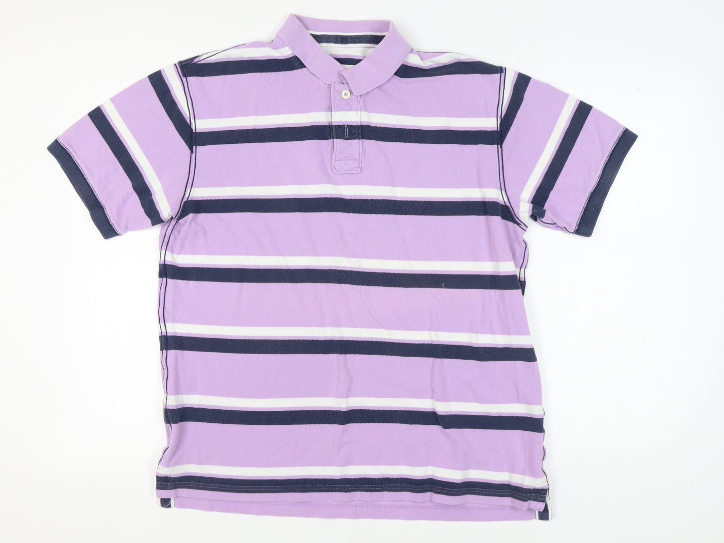 Boden Men's XL Purple Striped Short Sleeve Polo