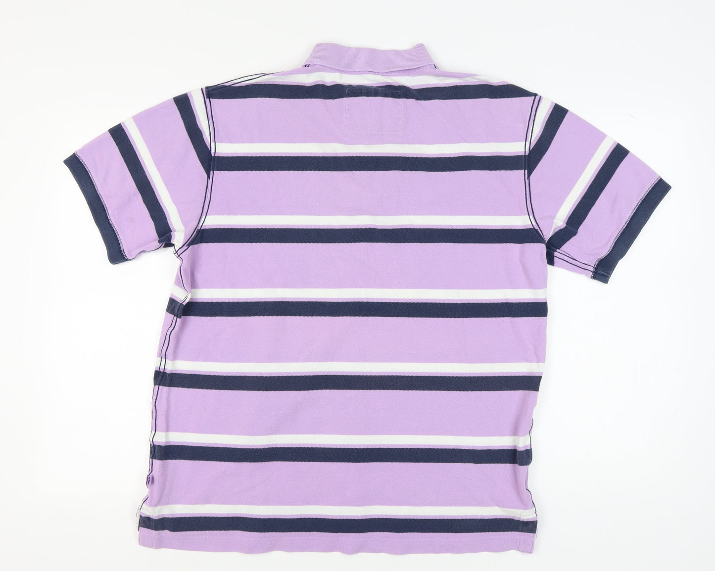Boden Men's XL Purple Striped Short Sleeve Polo