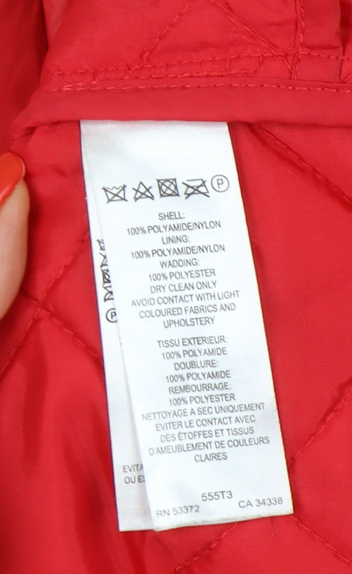 Brand and care label for French Connection Women's Red Quilted Jacket L