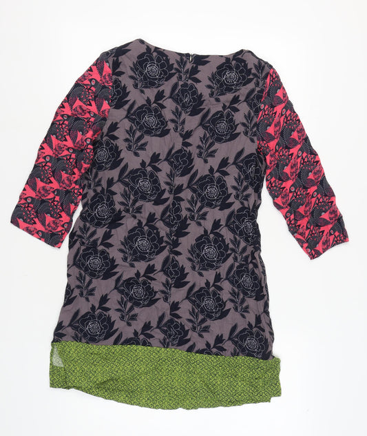 White Stuff Women's Multicoloured Floral Dress 3/4 Sleeve