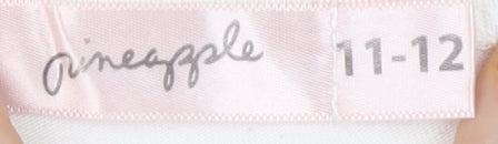 Close-up detail of Pineapple girls’ white t-shirt 11-12 years basic logo