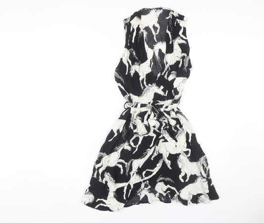 Karen Millen Women's Black Animal Print Sleeveless Dress