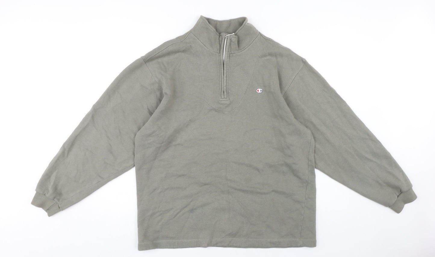 Champion Men's Green Logo 1/4 Zip Sweatshirt M