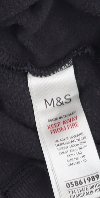 Brand and care label for Marks & Spencer girls’ black pullover sweatshirt 9-10y