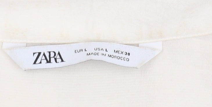 Zara Women's Ivory Button-Up Shirt L