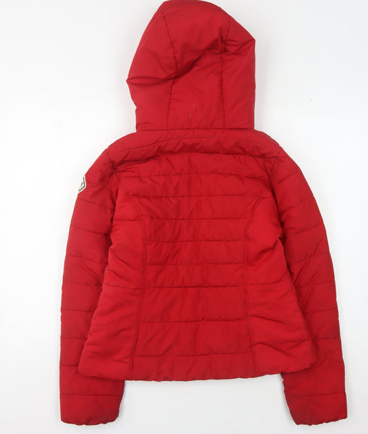 Hollister Women's Red Puffer Jacket Size M