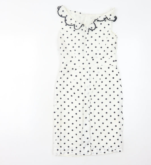 Boden Women's White Polka Dot Dress, Size 6, Sleeveless