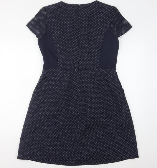 Hobbs Women's Blue Polka Dot Sheath Dress Size 14