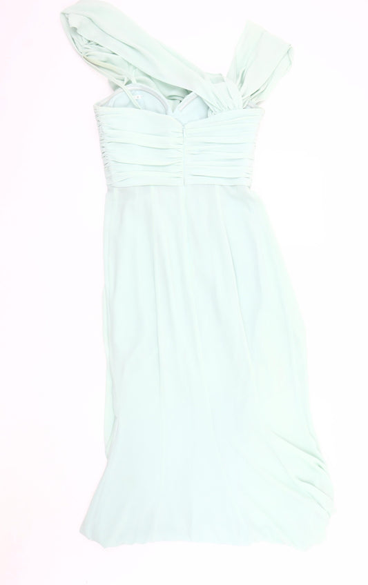 Jarlo Green Women's Long Dress, Ruffle Accents