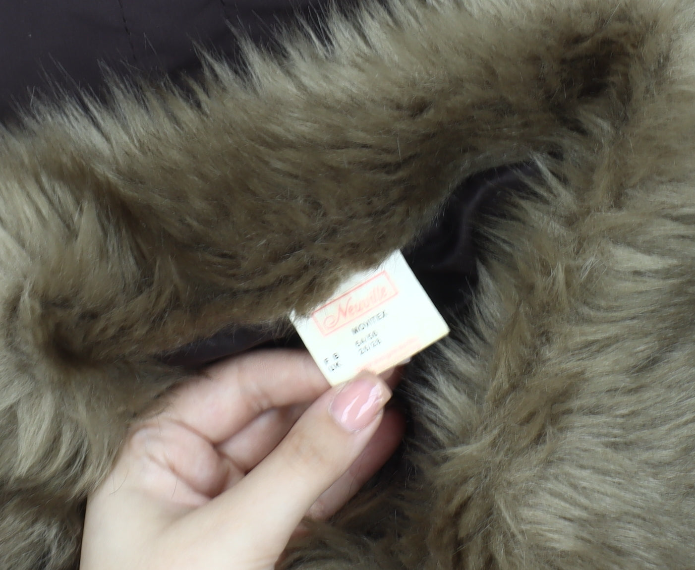 Newville Brown Women's Fur Trim Overcoat Size 12