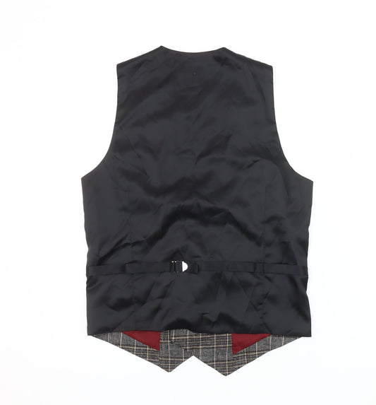 Feraud Men's Check Waistcoat - Black/Grey/Red 38