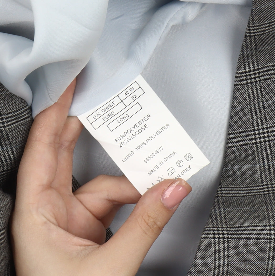 Moss London Men's Grey Check Waistcoat Size 42L Formal