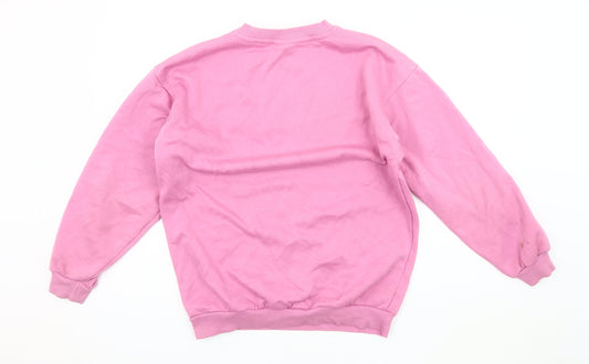 Nike Girls Pink Pullover Sweatshirt Size L - Logo, Casual
