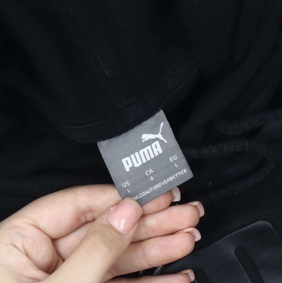Puma Men's Black Graphic Hoodie, Size L, Pullover