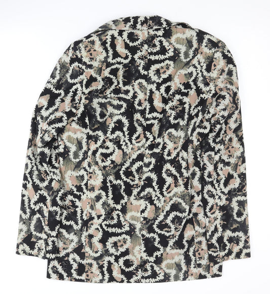 Topshop Women's Black Animal Print Blazer Size 8