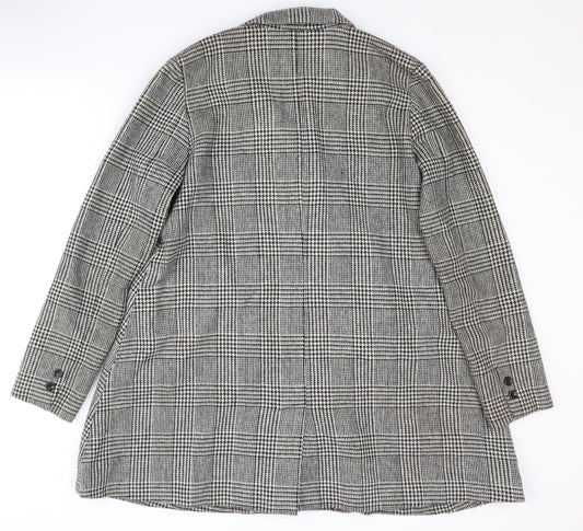 Silence + Noise Women's Grey Check Pea Coat Size S