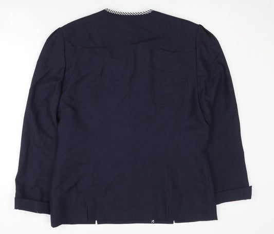 Hardob Women's Blue Double-Breasted Blazer, Size 14