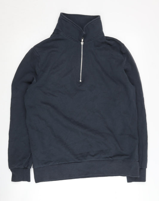 Additional front view of ASOS DESIGN Men's Blue M 1/2 Zip Sweatshirt