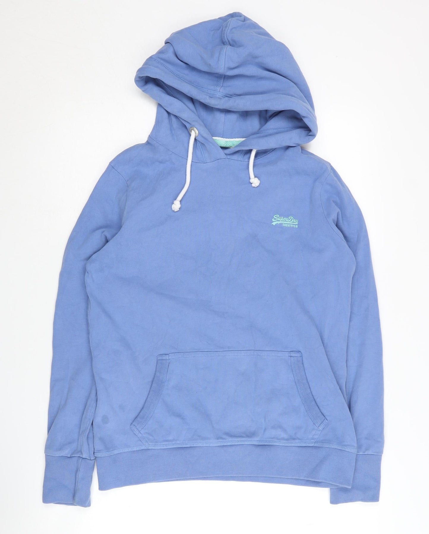 Superdry Blue L Hoodie Unisex Pullover Cotton Logo
