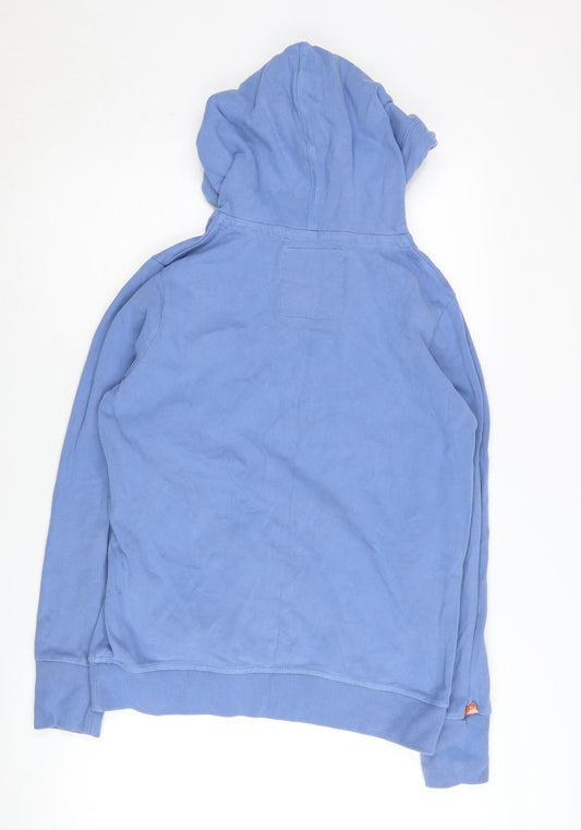 Superdry Blue L Hoodie Unisex Pullover Cotton Logo