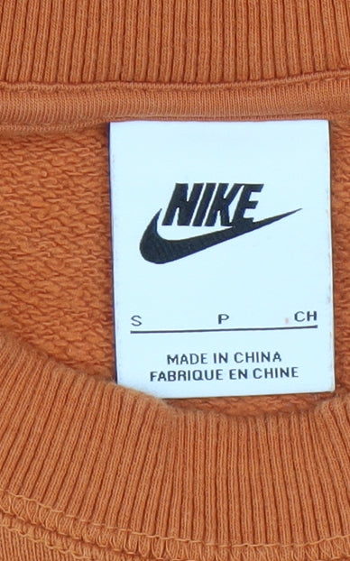 Nike Men's Orange Logo Sweatshirt, Size S, Crew Neck