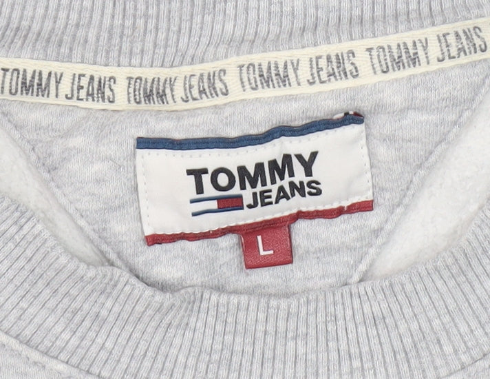 Tommy Jeans Men's Grey Pullover Logo Sweatshirt L