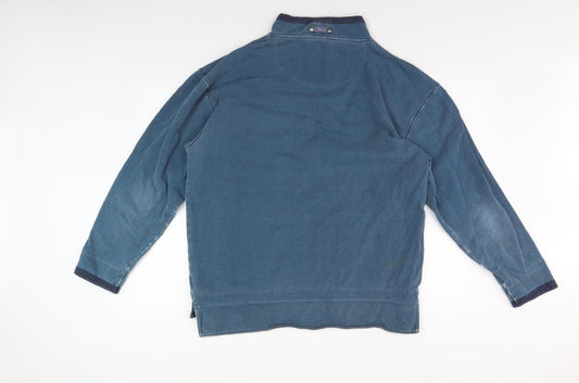 Weird Fish Men's Medium Blue Cotton Zip Polo