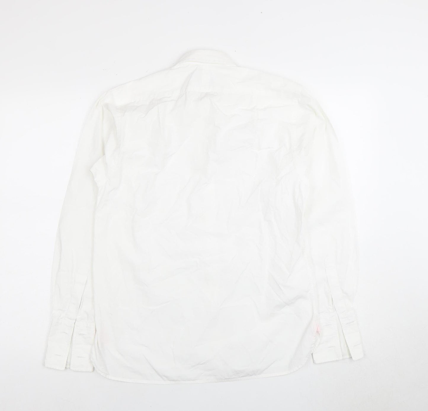 Pink Women's White Cotton Button-Up Shirt Size 10