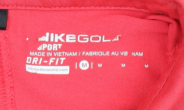 Nike Women Pink Polyester Polo M Collared Rhinestone