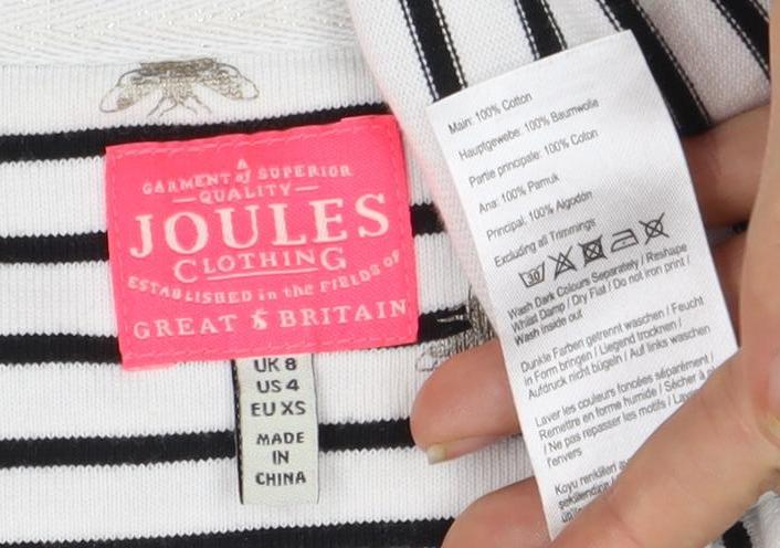 Joules Women's Striped T-Shirt, Black/White, Size 8