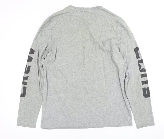 Converse Men's Grey Long Sleeve T-Shirt - Size M, Logo Accent