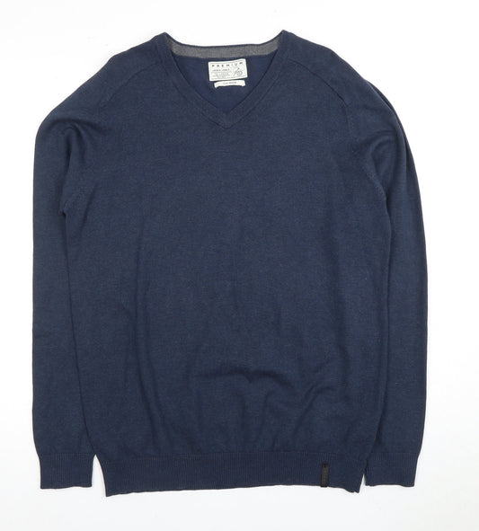 Jack & Jones Men's Blue V-Neck Pullover Jumper - Size M