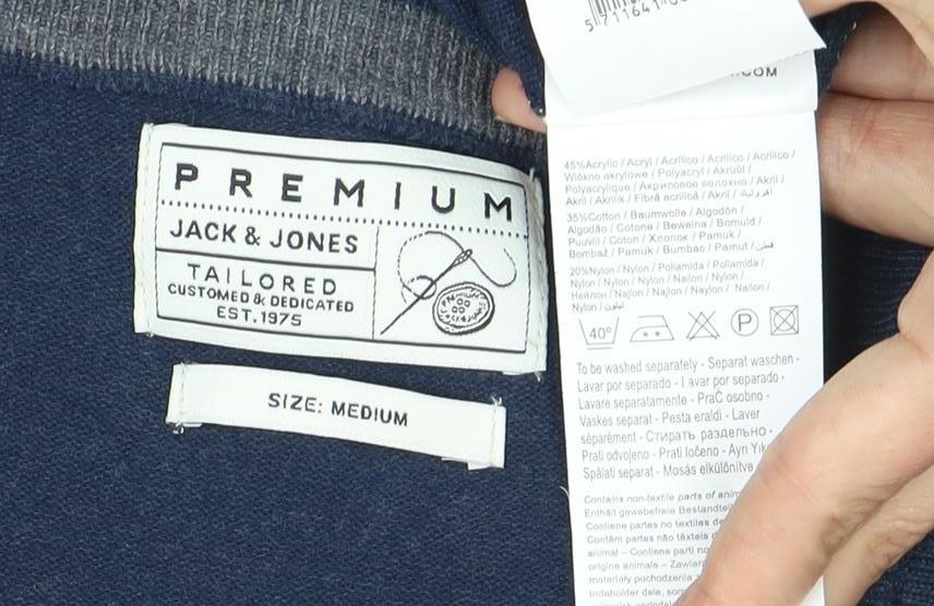 Jack & Jones Men's Blue V-Neck Pullover Jumper - Size M