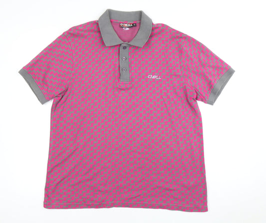 O'Neill Men's Pink Geometric Polo Shirt XL