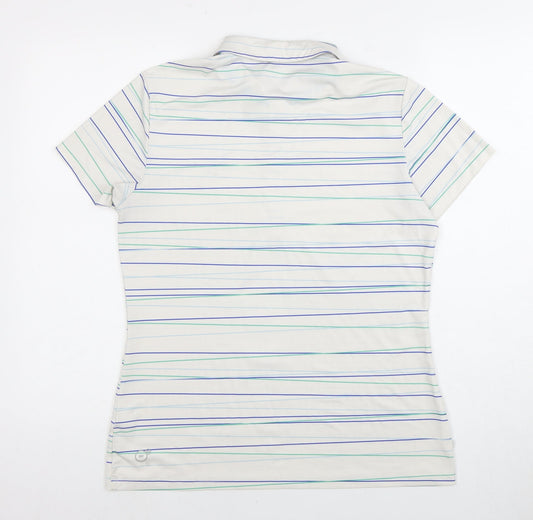 Puma Men's White Striped Polo Shirt M - Short Sleeve