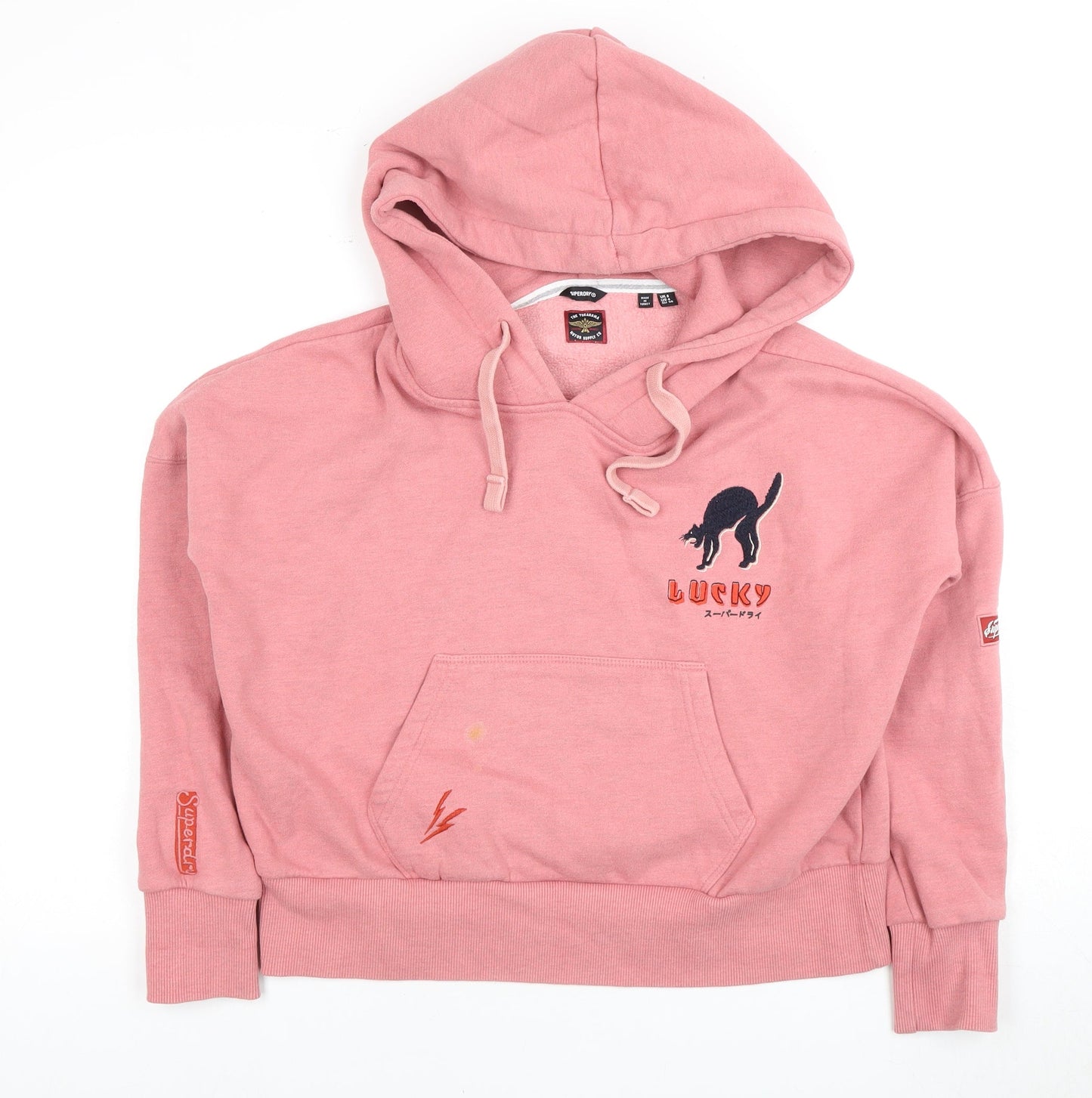 Superdry Women's Pink Embroidered Hoodie Size 8