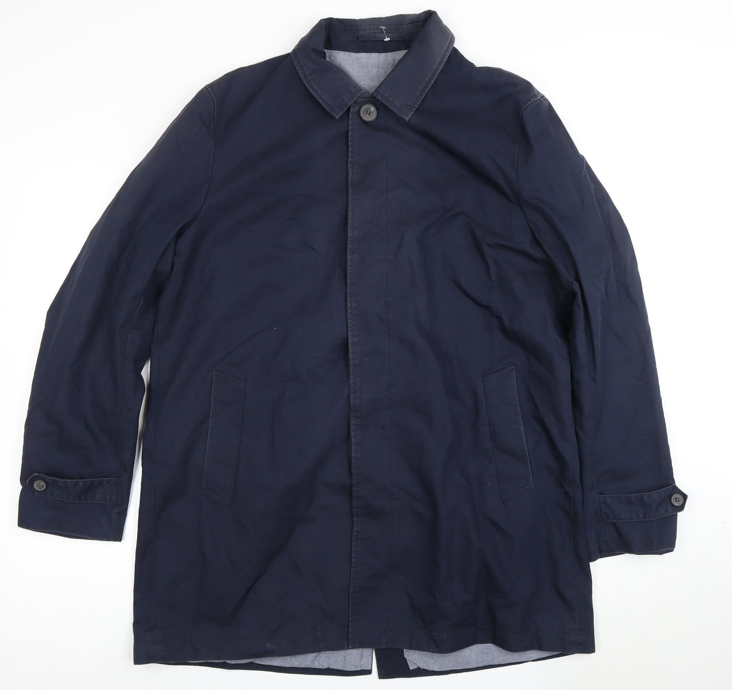 Jaeger Men's XL Blue Coat, Cotton Blend, Buttoned