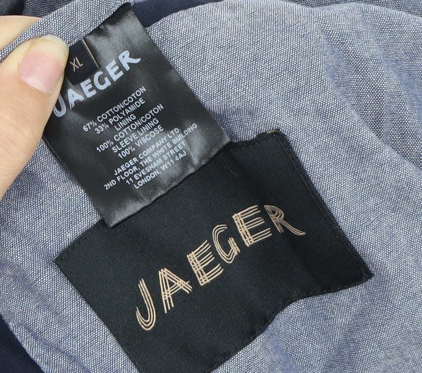 Jaeger Men's XL Blue Coat, Cotton Blend, Buttoned