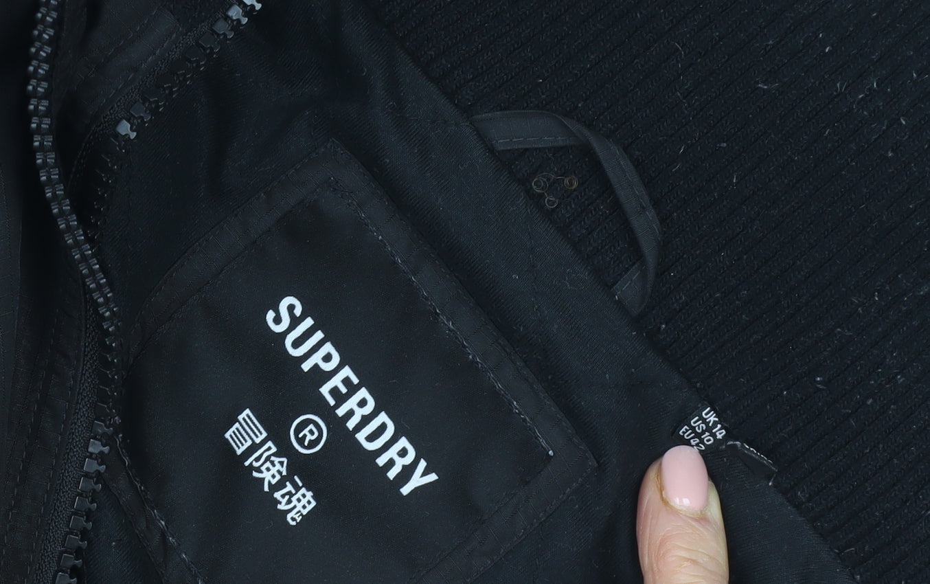 Superdry Women's Black Hooded Jacket Size 14