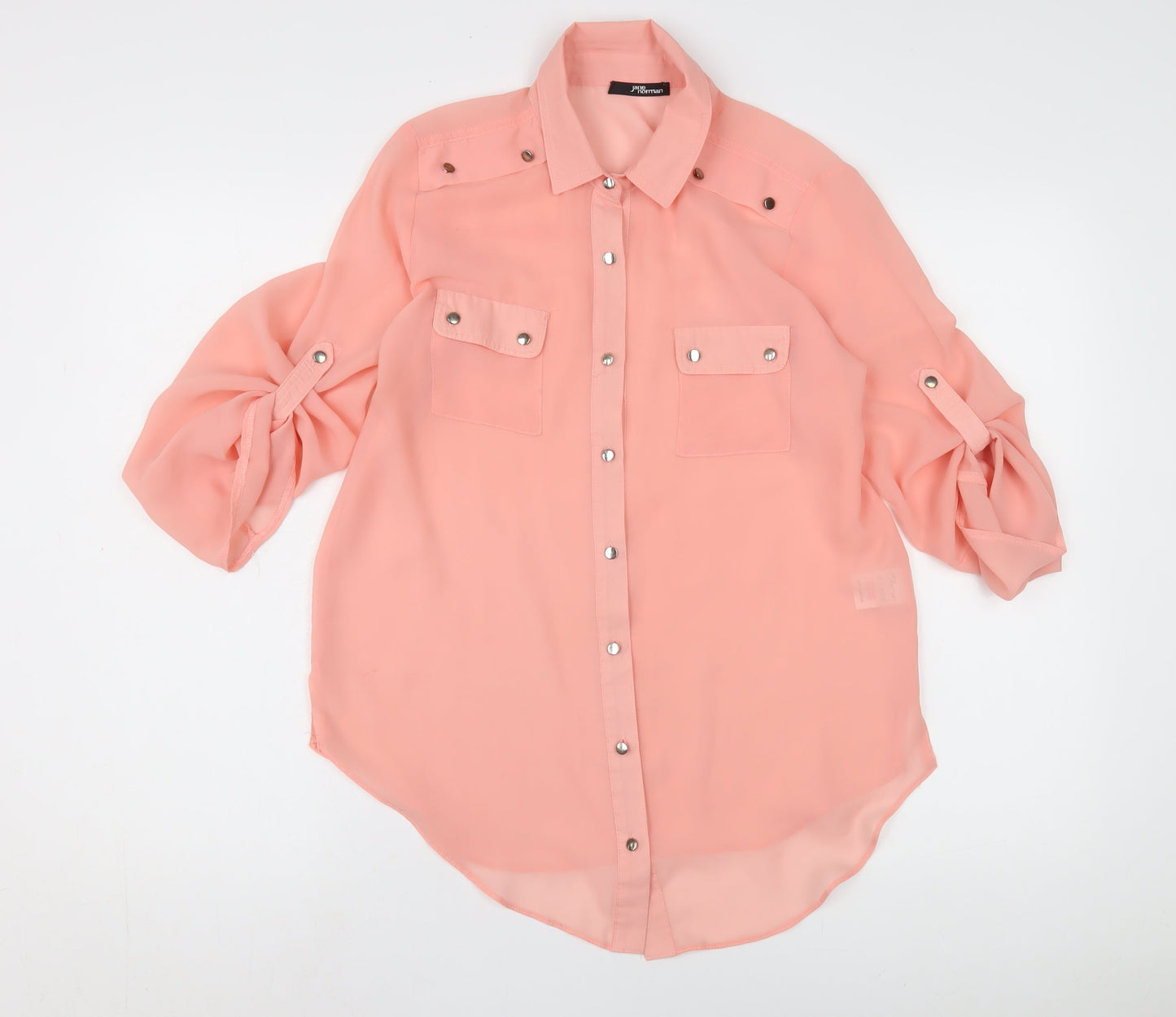Jane Norman Women's Pink Button-Up Blouse, Size 12