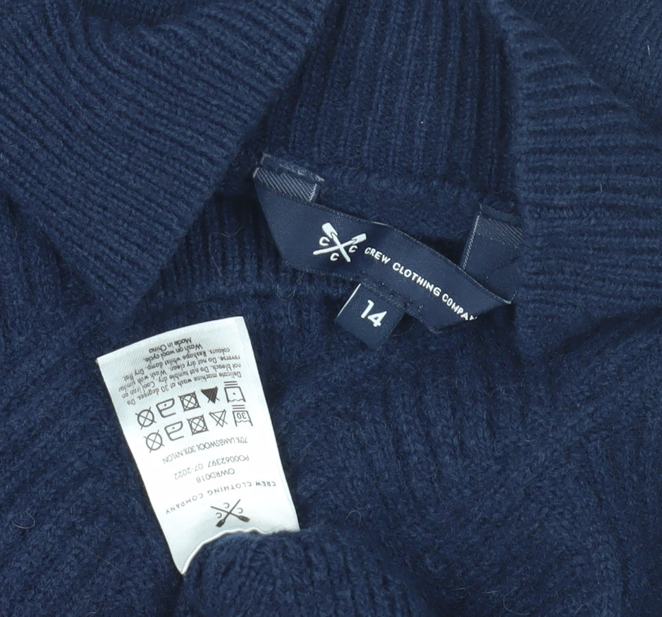 Crew Clothing Women's Blue Mock Neck Pullover, Size 14
