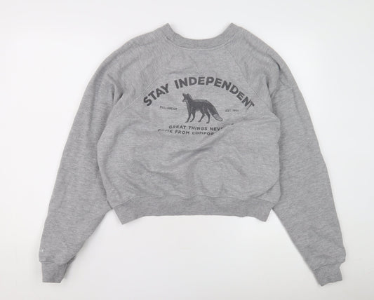 Pull&Bear Grey Unisex Crew Neck Sweatshirt Size 12