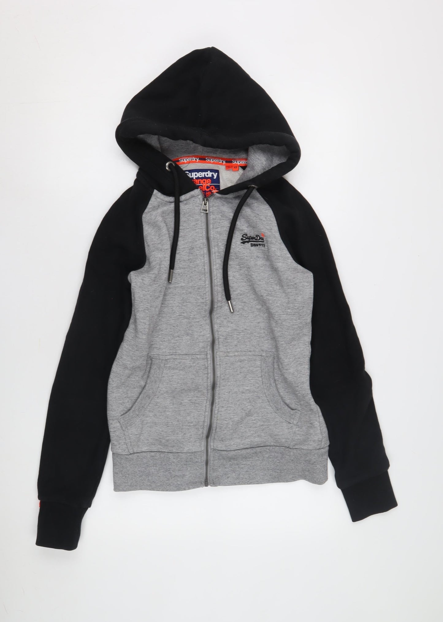 Superdry XS Grey Black Full Zip Unisex Hoodie